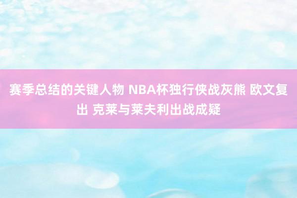 赛季总结的关键人物 NBA杯独行侠战灰熊 欧文复出 克莱与莱夫利出战成疑